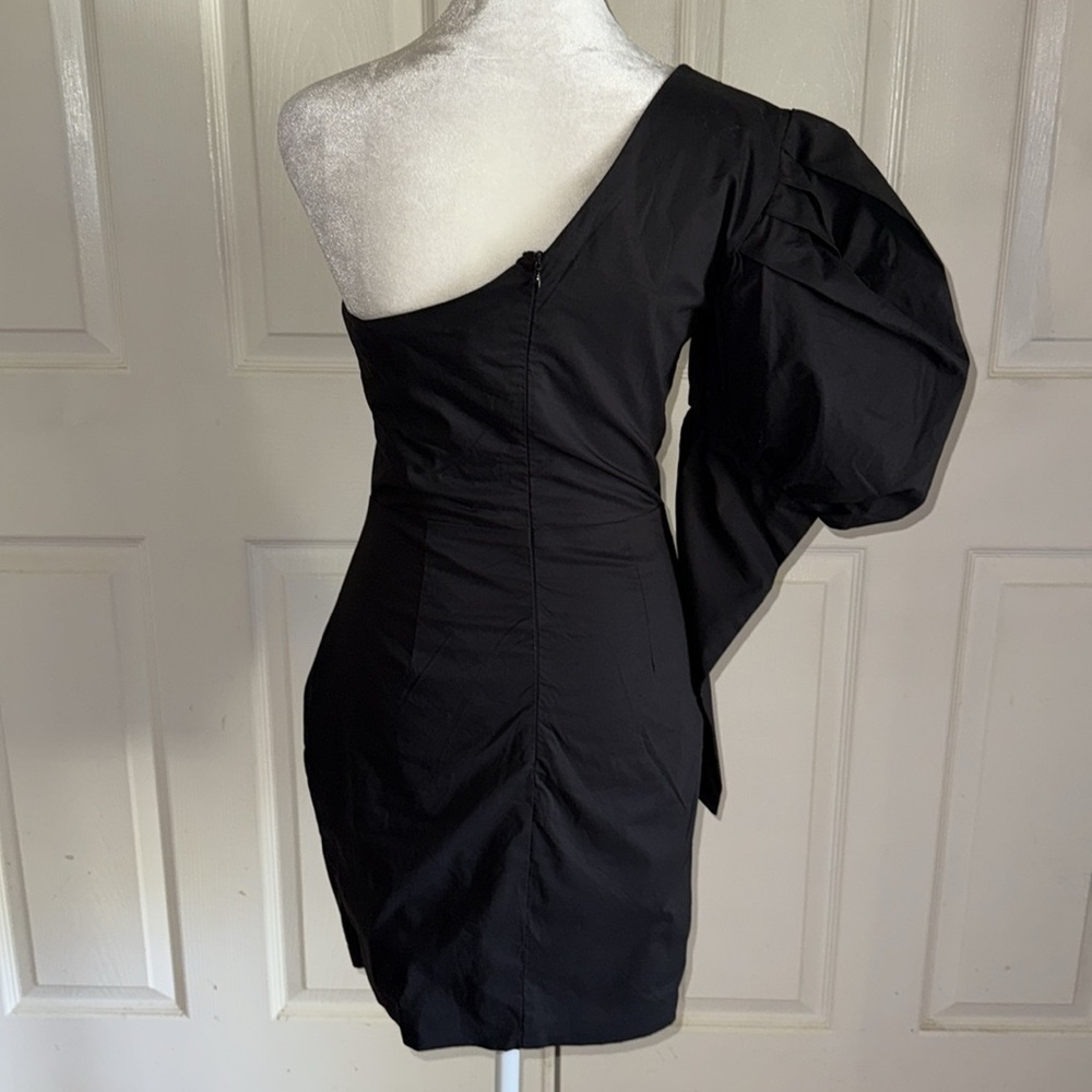 NWT Club L London Black Manhattan One Shoulder Puff Sleeve Cocktail Dress - Picture 4 of 7